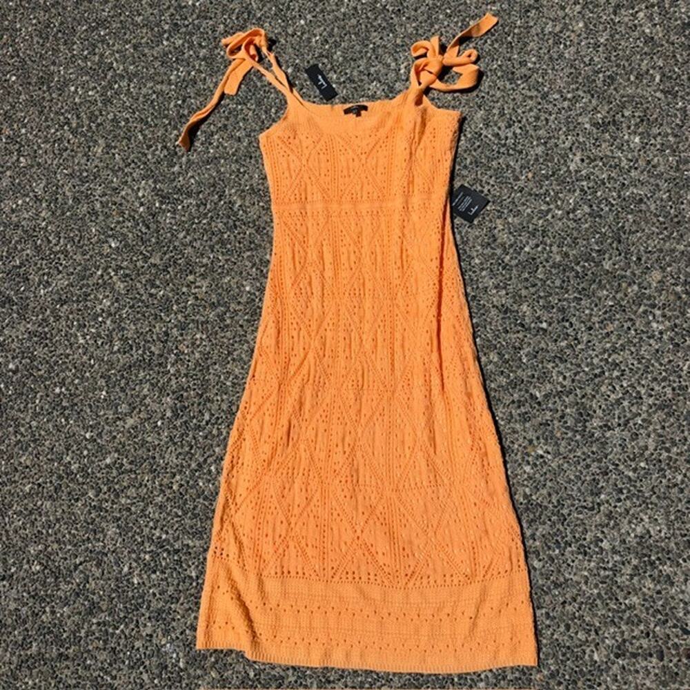 Lulus Adorable Darling Orange Crochet Tie Strap Midi Dress XXL NWT Boho Resort